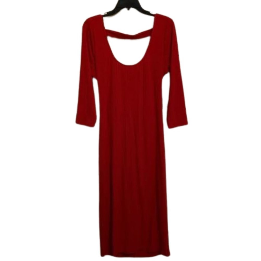 NWT‎ Women’s Shoe Dazzle Ribbed Red Long Sleeve Dress. Size XL.